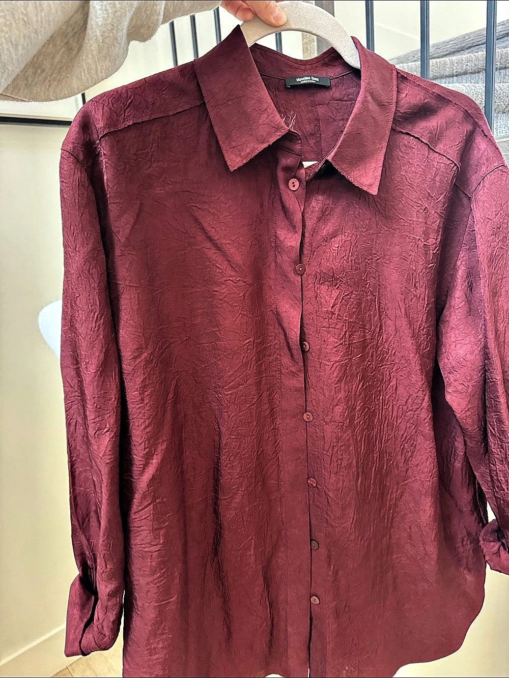 Massimo Dutti Button-Down Shirt Burgundy Size Medium Like New